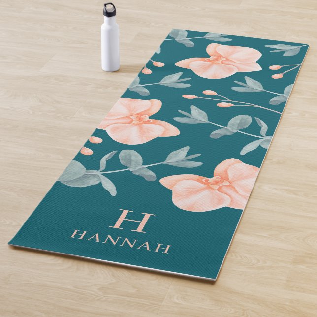 Watercolor Floral Name and Monogram Yogamatte (Beispiel)
