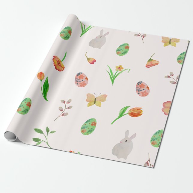 Watercolor Floral Oaster Wrapping Paper Geschenkpapier (Ungerollt)