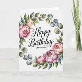 Watercolor Floral Pastel Birthday Card for Women Karte