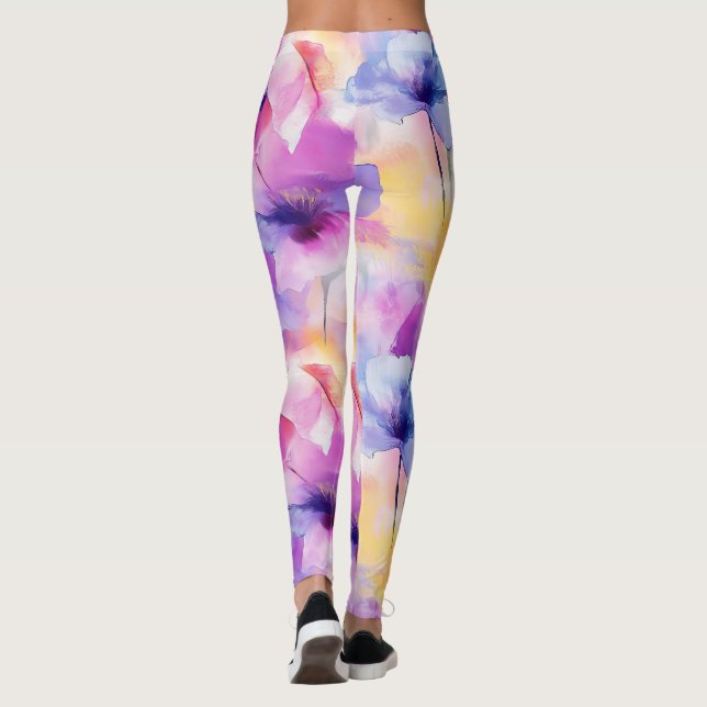 Watercolor Floral Pastel Leggings (Rückseite)