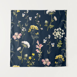 Watercolor floral pattern, delicate flower hand dr wandteppich