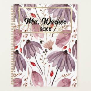 Watercolor Floral Personalisiert Teacher Gift Boho Planer