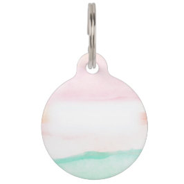 Watercolor Floral Pet Tag | Pink, Green & Peach  Haustiermarke