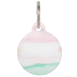 Watercolor Floral Pet Tag | Pink, Green & Peach Haustiermarke