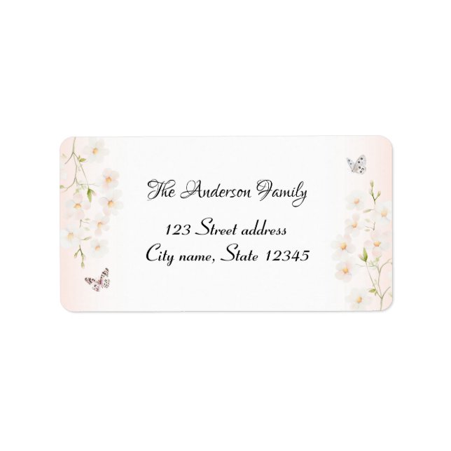 Watercolor Floral & Pink Gingham Mailing Adressaufkleber (Vorne)