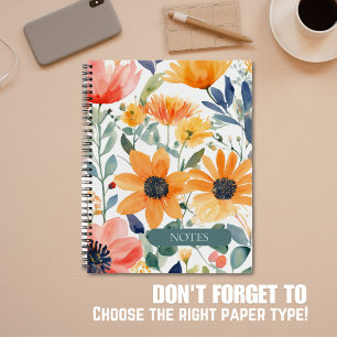 Watercolor Floral Spiral Bound Notebook Notizbuch