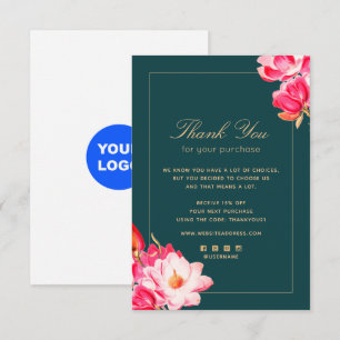 Watercolor Floral Thank you For your Purchase Mitteilungskarte