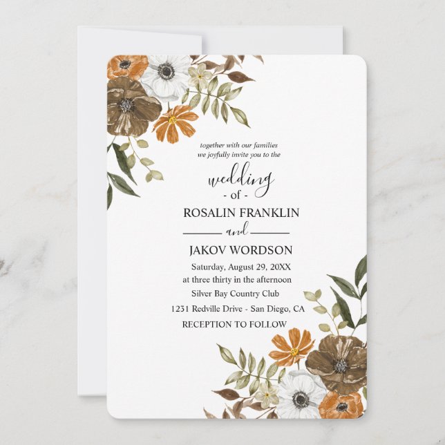 watercolor floral wedding Invitation Einladung (Vorderseite)
