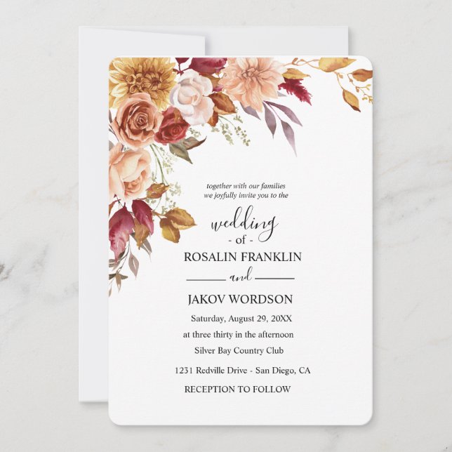 watercolor floral wedding Invitation Einladung (Vorderseite)