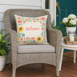 Watercolor Floral Welcome to our Home Kissen