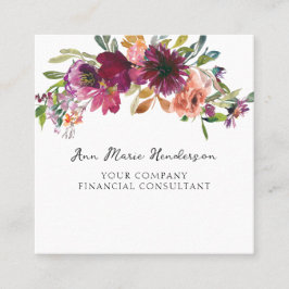 Watercolor Floral Wildflowers Quadratische Visitenkarte