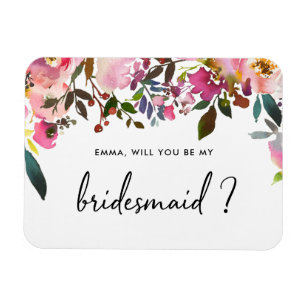 Watercolor Floral Will you be my bridesmaid Magnet