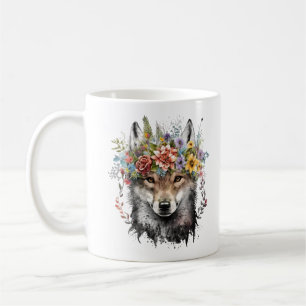 Watercolor Floral Wolf Kaffeetasse