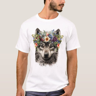 Watercolor Floral Wolf T-Shirt