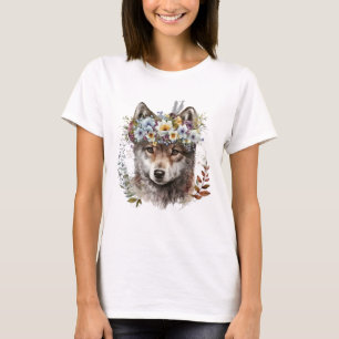 Watercolor Floral Wolf T-Shirt