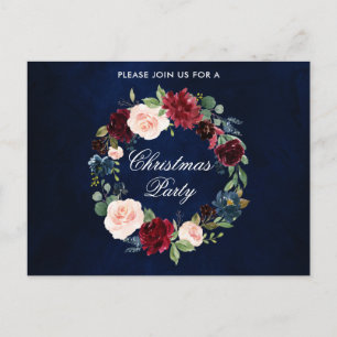 Watercolor Floral Wreath Christma Party Einladung Postkarte