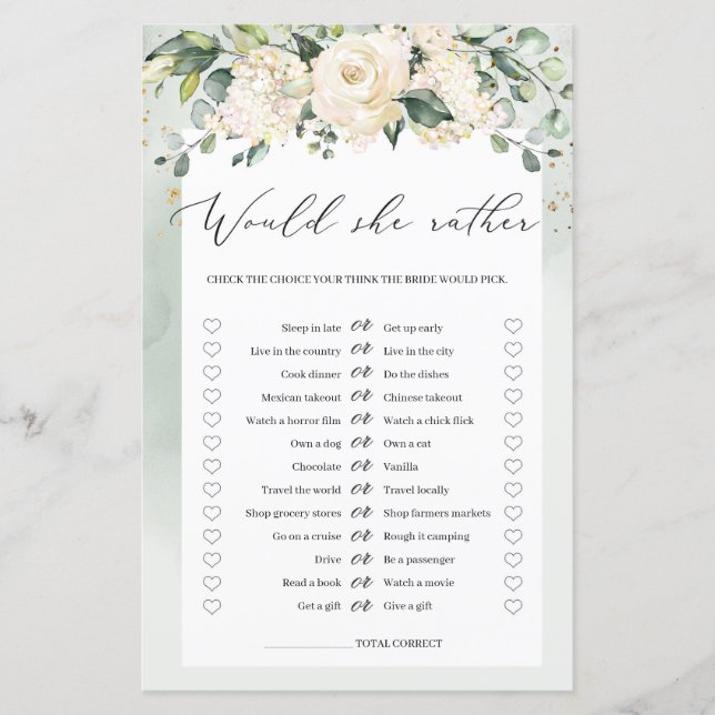 Watercolor Floral würde sie eher Bridal Spiel (Vorderseite)