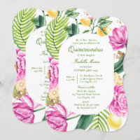 Watercolor Floral Zweisprachige Spanische Quinceañ