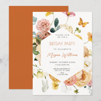 Watercolor florale elegante Geburtstagsfeier Einladung