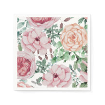 Watercolor Florals Mauve Cocktail Hochzeit Napkins