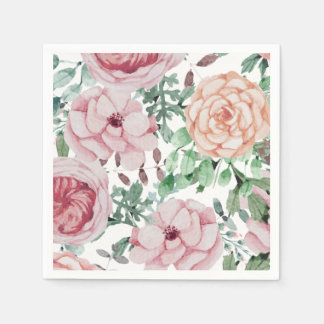 Watercolor Florals Mauve Cocktail Hochzeit Napkins Serviette