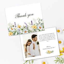 Watercolor Florals Wedding Flat Thank You Card Dankeskarte