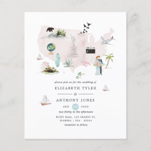 Watercolor Florida USA Hochzeit in Urlaubsort einl Flyer