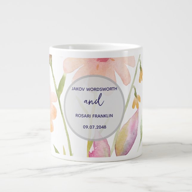 watercolor flower editable Jumbo-Tasse (Vorderseite)