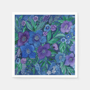 Watercolor, flower garden serviette