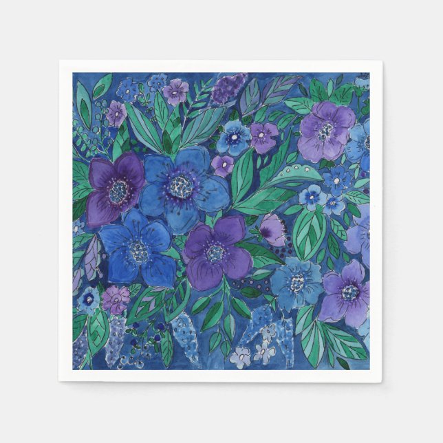 Watercolor, flower garden serviette (Vorderseite)