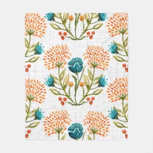 Watercolor flower motif background. Hand painted e Fleecedecke