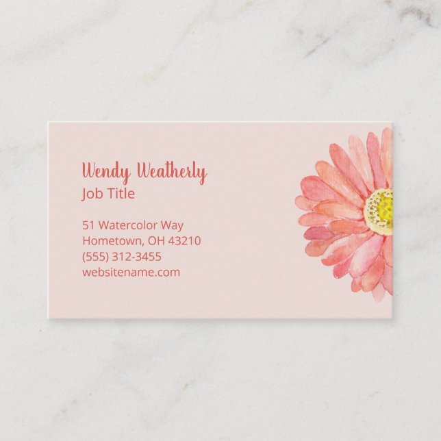 Watercolor Flower Pink Visitenkarte (Vorderseite)