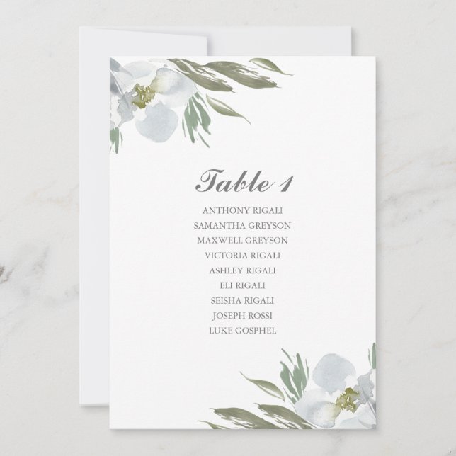 Watercolor Flower Wedding Seating Table Plan Einladung (Vorderseite)