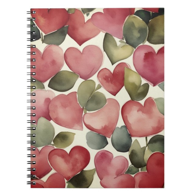 Watercolor. Flowering Hearts Notizblock (Vorderseite)