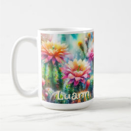 Watercolor Flowering Succulent Cacti Personalized Kaffeetasse