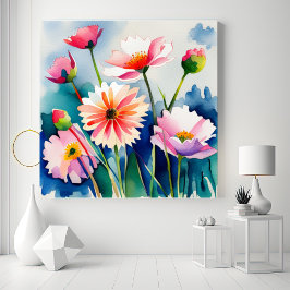 Watercolor Flowers - 3 - Canvas Leinwanddruck
