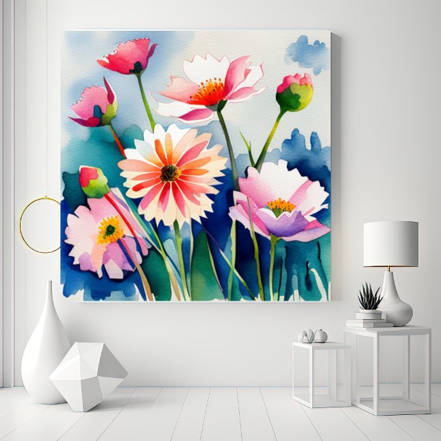 Watercolor Flowers - 3 - Canvas Leinwanddruck (Von Creator hochgeladen)