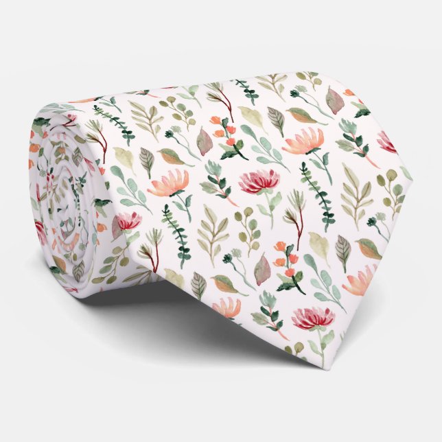 Watercolor Flowers Pattern Krawatte (Gerollt)