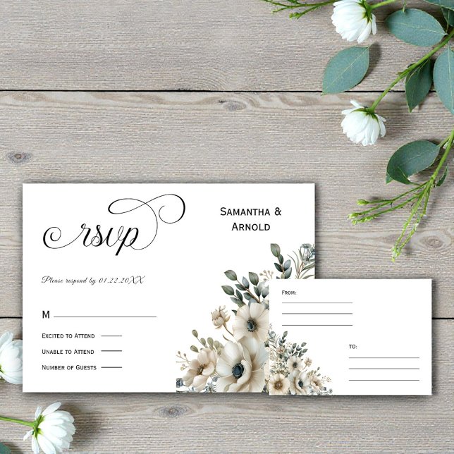 Watercolor Flowers Wedding RSVP Einladung (Von Creator hochgeladen)
