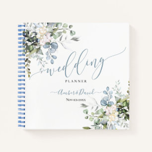 WATERCOLOR FOLIAGE DUSTY BLUE GUM WEDING PLANNER NOTIZBUCH