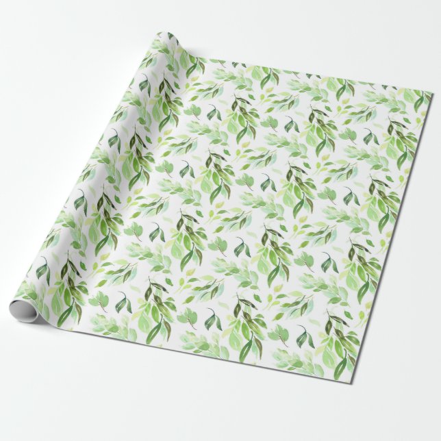 Watercolor Foliage Muster Geschenkpapier (Ungerollt)