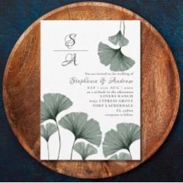 Watercolor Foliage Sage Green Gingko Hochzeit Einladung