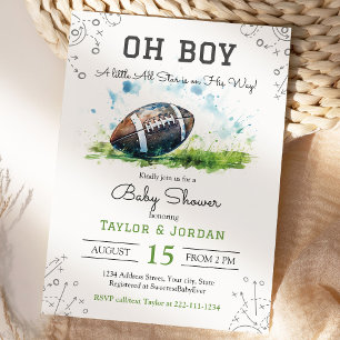 Watercolor Football Baby Shower Einladung