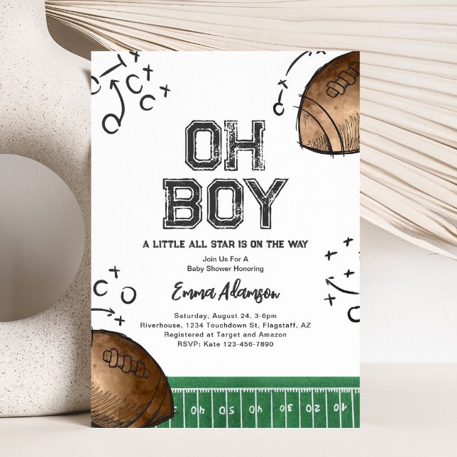 Watercolor Football Baby Shower Einladungen (Von Creator hochgeladen)