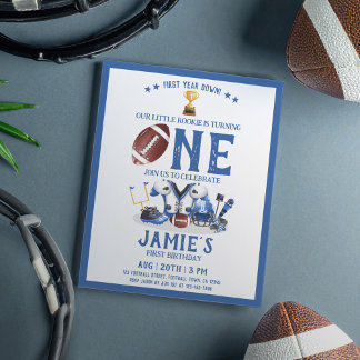 Watercolor Football Blue billige 1. Geburtstag Ein