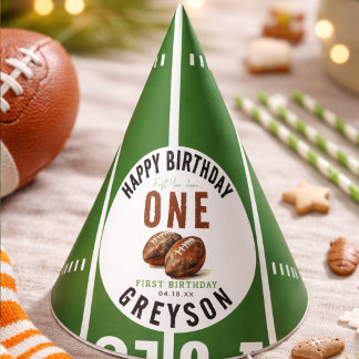 Watercolor Football First Year Down | 1st Birthday Partyhütchen