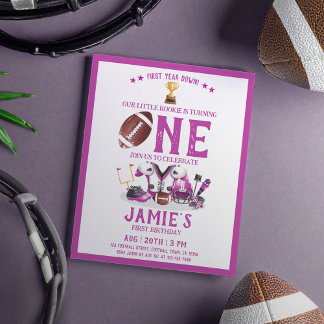 Watercolor Football Pink billig 1. Geburtstag Einl