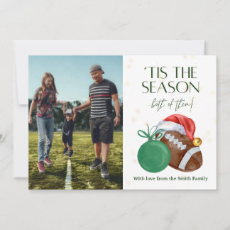 Watercolor Football Season Christmas Card [green] Feiertagskarte