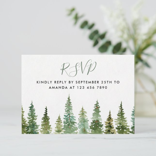 Watercolor Forest Baby Showkarte RSVP Karte (Stehend Vorderseite)