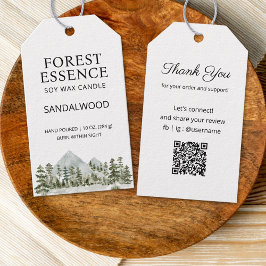 Watercolor Forest Candle Editable Product Hang Tag Geschenkanhänger